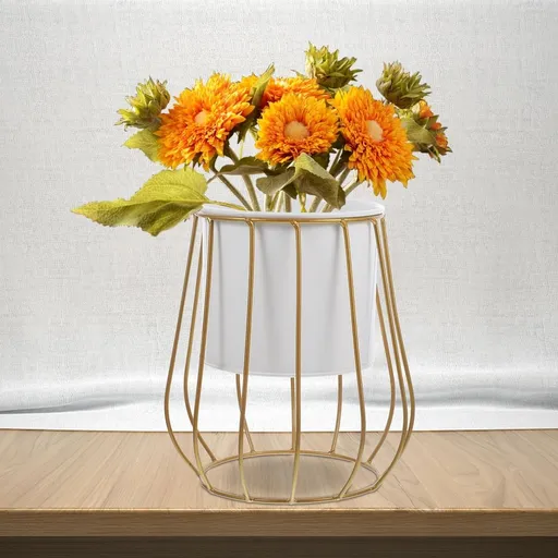 Nordic Flower Pot White Iron Stainless Steel Creative Home Decor