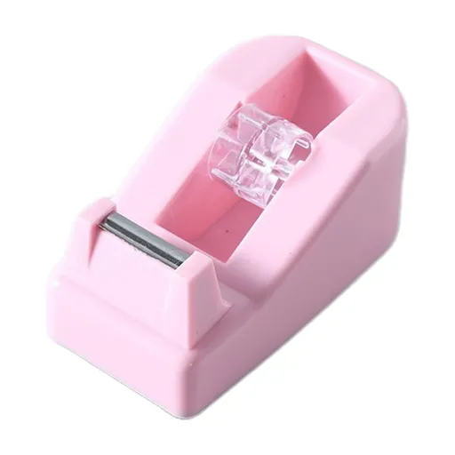 Desktop Tape Dispenser Adhesive Roll Holder Desk Accessories Home Office Tape Dispensers, Weighted Non-Skid Base Pink