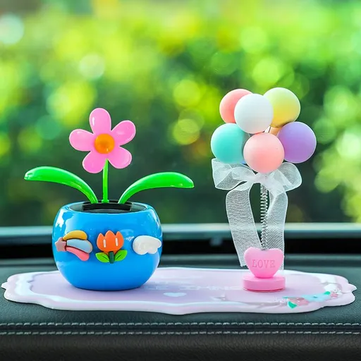 Tang Yi Solar Car Decoration Sunflower Upgraded Sun Blue Balloon Pink Pad