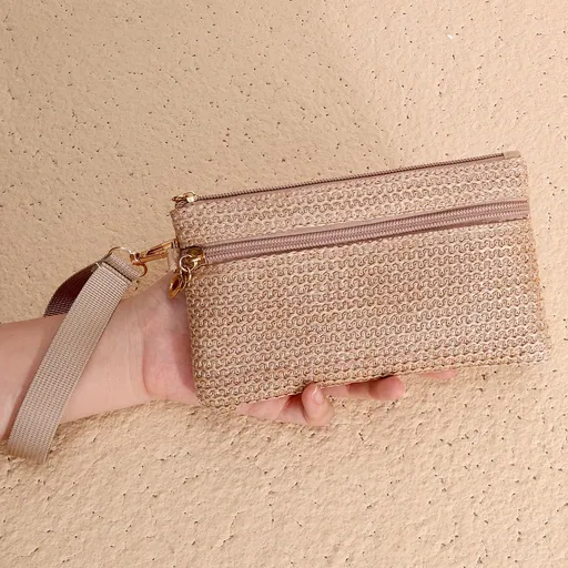 3 pcs Clutch Purses for Women Summer hollowed out Woven Beach Straw Purse Wristlet Wallets Handbag Multiple