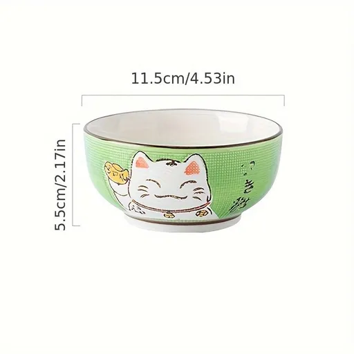 Lucky Cat Ceramic Bowl Set – 4-Piece Maneki-Neko Gift Box
