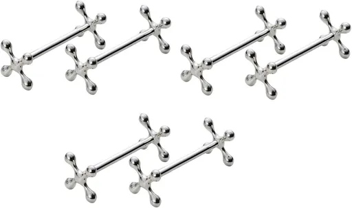 6 Pack Metal Knife Rests, Classic Cutlery Holders for Table Settings, Dinner Parties and Everyday Dining, Silver, 8 x 3 cm