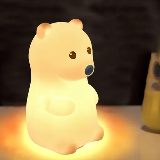 Cute Bear Kids Night Light for Kids Room, Rechargeable Kids Night Light Bedroom Bear Lamp, Color Changing Silicone Night Light