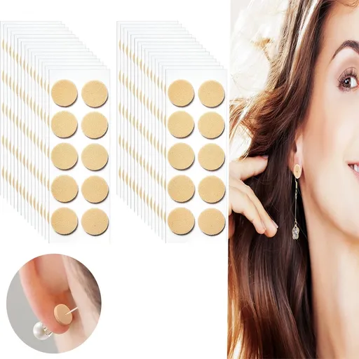 Earring Stickers for Split Earlobes,50Pcs Earring Support Patches,Reinforcement Ear Stickers Earring Backs for Droopy Ears Heavy Earrings,Large Earring Stabilizers Stickers Beige
