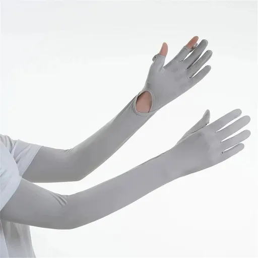 Driving Gloves Women with UV Protection for Sun Protection Long Touchscreen Friendly Full Finger Arm Cover for Summer Driving（grey）