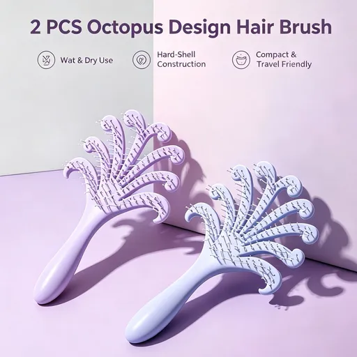Light Purple & Light Blue Octopus Scalp Brush 2Pcs