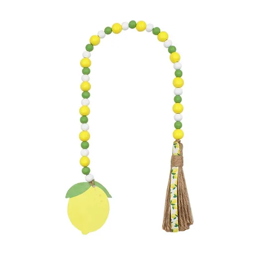 Wood Bead Garland Rustic Summer Decor with Lemon Pendant for Tiered Tray Home Decoration