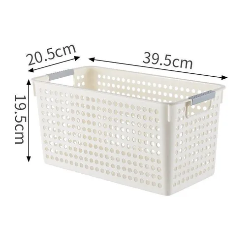 Narrow Plastic Storage Basket, Large Size, 15.75x8.07x7.68in, White, Wide Capacity Narrow Storage Basket, Ideal Pantry Organizing Gift