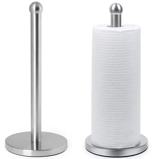 Countertop Stainless Steel Paper Towel Holder Modern Stand Up, Easy One-Handed Tear Kitchen Paper Towel Dispenser with Heavy