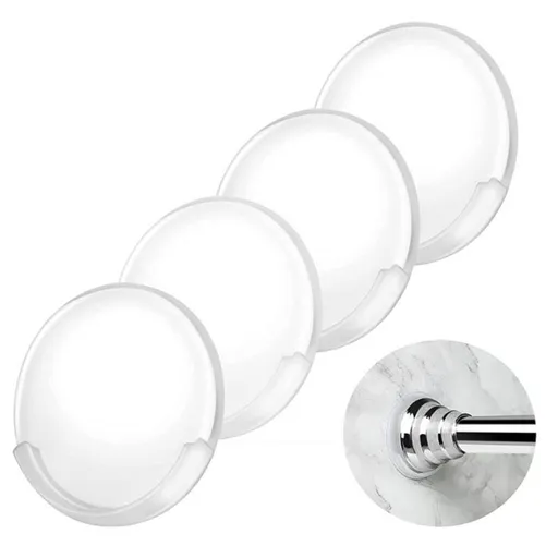Tension Curtain Rod Bracket No Drilling, Adhesive Shower Rod Retainer Shower Curtain Rod Holder (4pcs)