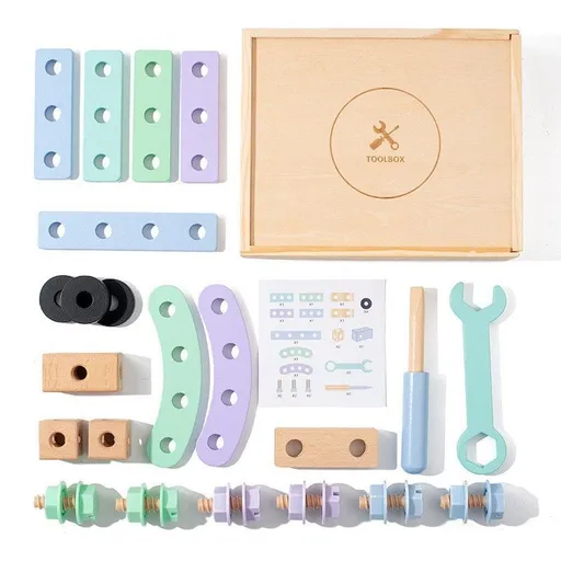wooden toolbox, animal themed toy, building set, kids construction toy, fine motor skills, creative play, educational toy, birthday gift, Children's Day gift, Australian toy - Multi - Size 9