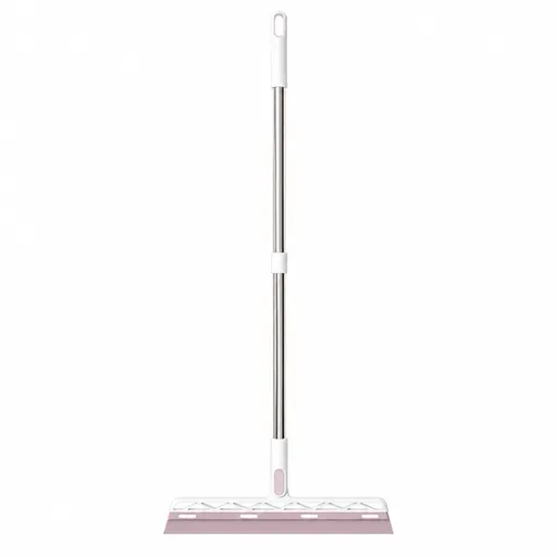 Purple 2 in 1 Floor Squeegee Broom - 102cm Long Handle 32cm Double Sided Cleaning Head with 180 Degree Rotation for Water, Hair, Floors, Windows and Bathrooms