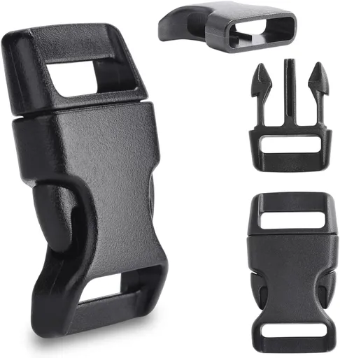CooBigo 30 Pack 5/8 Inch Curved Paracord Bracelet Clip, Plastic Side Release Buckles for Parachute 550 Cord Paracord Bracelets Clasp Dog Collar Buckle DIY Craft Accessories