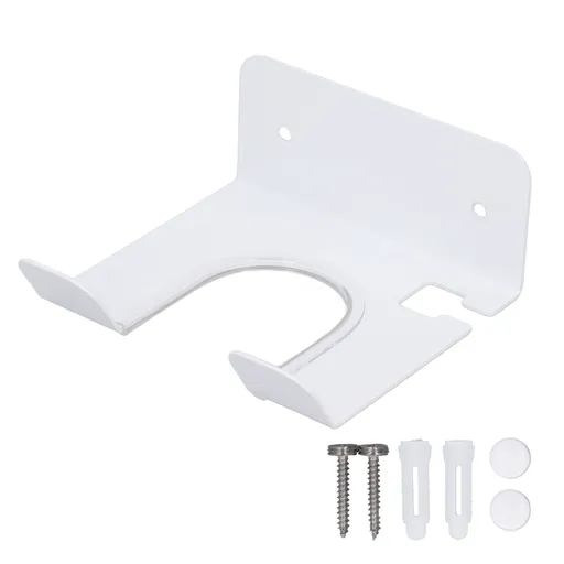Wall Mounted Hair Dryer Holder Stainless Steel Hair Blow Dryer Rack for Home Washroom Bathroom White