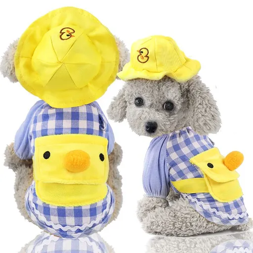 Pet Clothing Two Legged Clothes Cartoon Duck Style Blue Duck + Yellow Hat S (suitable for 1.50 kg-2.50 kg