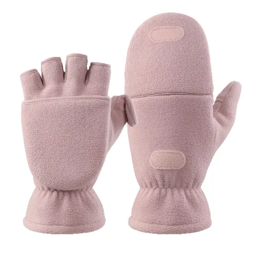 Winter Gloves Fingerless Convertible Mittens Thermal Polar Double layered thickened Insulated Lining Windproof Warm for Men Women（M）