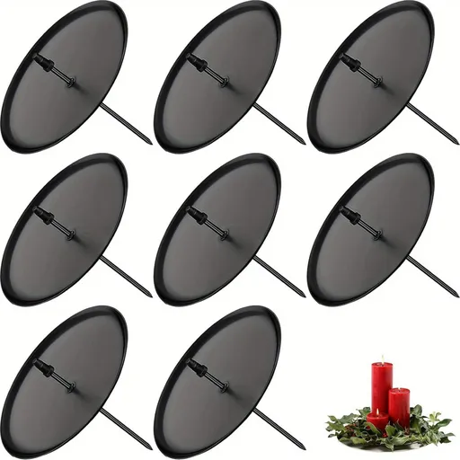 8-Pack Black Metal Candle Spikes for Advent Wreaths and Floral Arrangements, 6 cm