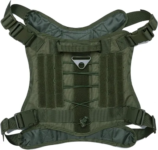 Tactical Dog Harness Vest with Handle, Hiking Hunting Walking Dog Vest Adjustable Training Working Nylon Harness(Green, L)