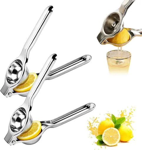 Lemon Squeezer, Stainless Steel Lemon Squeezer with Zester, Heavy Duty Squeezer Juicer for Lemon, Press Citr Juicer, Large Bowl Lime Squeezer for Home & Bar (2PCS)
