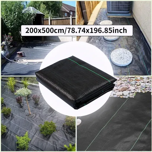 Weed Barrier Ground Cover Garden Mat Heavy-Duty PP Fabric Weed Control - Black - Size 200-500CM