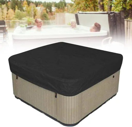 Hot Tub Cover Protector Waterproof Outdoor SPA Cover Cap for Square Hot Tub, Black，218*218*90cm-Oxford Cloth Hot Tub SPA Cover,