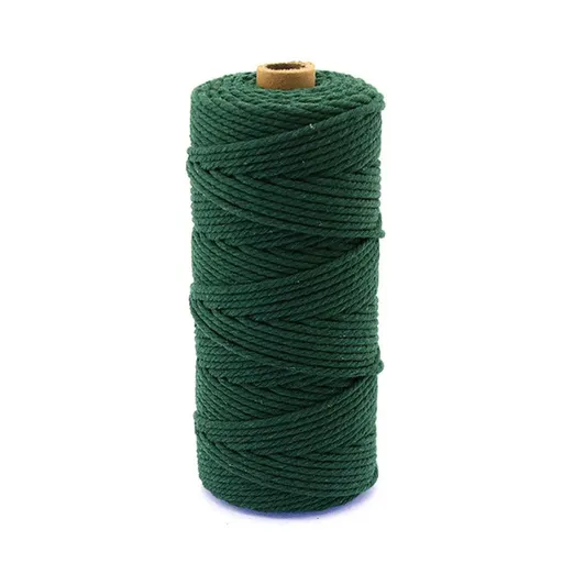 3mm Colored Cotton Rope DIY Hand Woven Macrame Cord Tapestry Binding Craft Rope - Dark Green