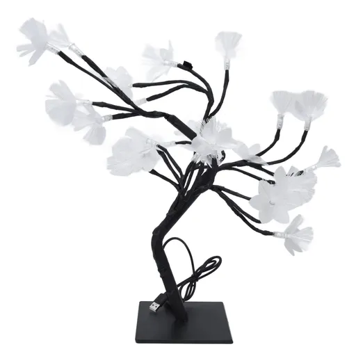 24LED Fiber Optic Tree Lamp USB Powered Simulation Flower Light for Household Decoration