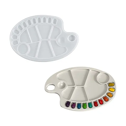 Paint Pallet Silicone Molds for Resin, Oval Paint Tray Epoxy Resin Mold for DIY Oil Painting Supplies, Watercolor Mixing Holder