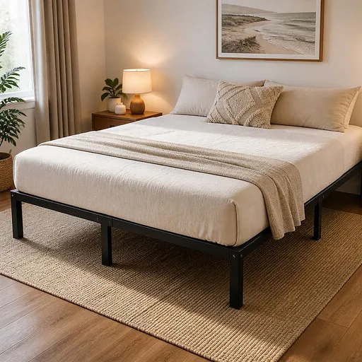 Metal Bed Frame – Heavy-Duty Steel Base for King Mattress