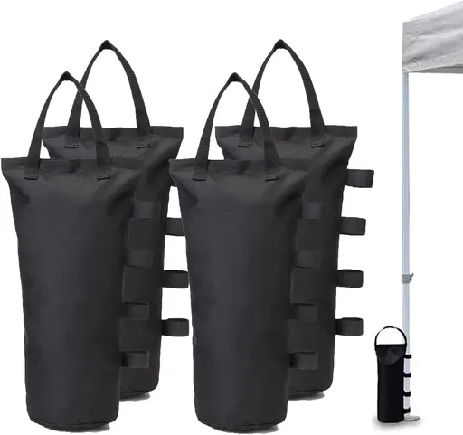4 pieces - Sandbags - Weight bag - Ballast bags - Gazebo Weights - Ballast bags - cylindrical sandbags - solid windproof sandbag - canopy gazebo weights - for pop-up tent, canopy or parasol - Ø15*50 cm - black - (without sand)
