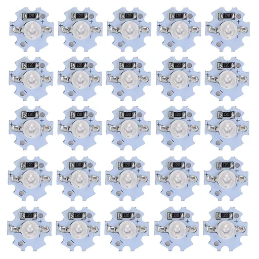 25Pcs 0.5W 5V High Power LED Lamp Bead Light Source Chip with Aluminum PlateUV Purple Light: 395-400NM