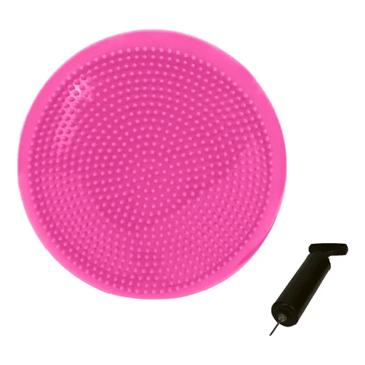 Powertrain 34.5cm Inflatable Stability Disc Balance Wobble Cushion Pink - Sensory Core Trainer for Yoga Pilates Rehab