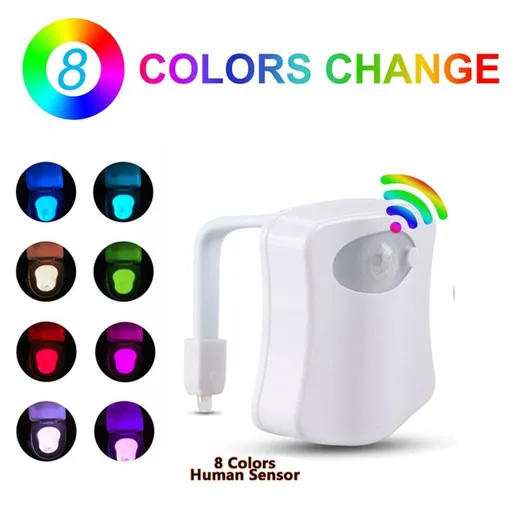 8 Colors Body Sensing Automatic LED Toilet Night Lamp Toilet Bowl Bathroom Light