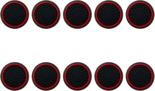 10Pcs Analog Controller Thumb Stick Grip Thumbstick Cap Cover for PS3/PS4/PS5 Controller - Black Background with Red Circle