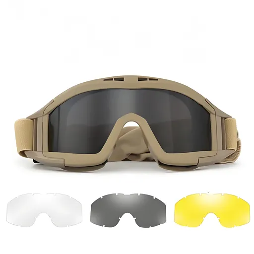 Christmas gifts for husband or boyfriend Tactical Safety Goggles with 3 Interchangeable Lenses, Wind & Dust Protection for Outdoor & Tactical Use(khaki)