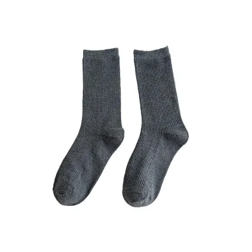 Olid Pure Colour Formal Socks Cotton Fashion Casual Breathable Crew Socks - Grey 1 Pair