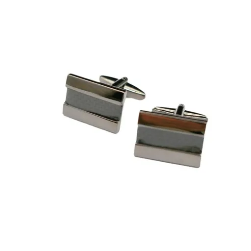 3PC Men's Cufflinks Handcrafted Carbon Fiber Rhodium Plated Cuff Links Sets for Wedding Business