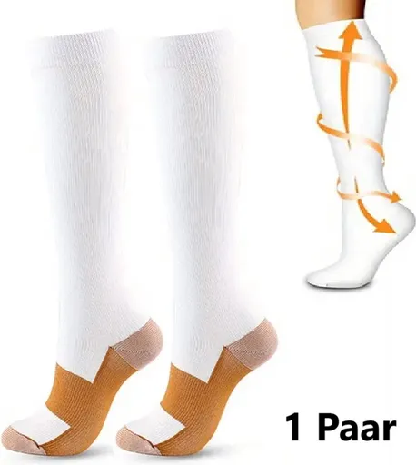 Copper Compression Stockings | Compression Socks | Support Stockings | Sports Socks II Airplane Socks | Size S/M (36-40) | White