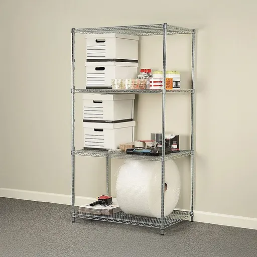 Wire Storage Rack – 120x45cm Chrome Shelving with Fixed Legs