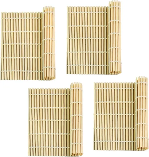 4 Pack Sushi Rolling Mat - Sushi Roller and Sushi Maker Reusable Mat for Easy Homemade Sushi Kit With Inch 9.5 X 9.5 Light white
