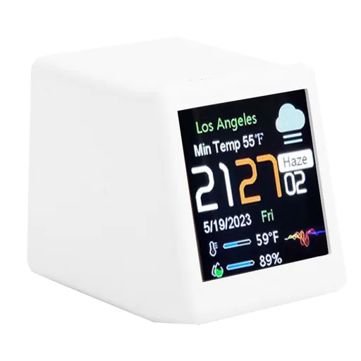 Desktop Electronic Clock LCD Digital Display Calendar Temperature Weather Forecast Station Support WiFi Networking White