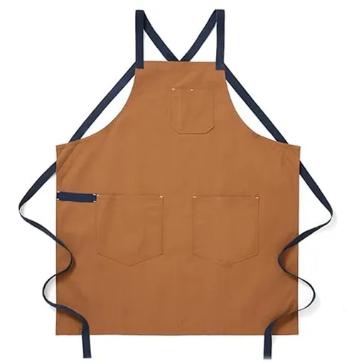 Professional Chef Apron with Pockets - Kitchen Apron for Men - Grilling Apron - Chef Aprons for Men - Apron for Women - Cotton Canvas Fabric（light brown）