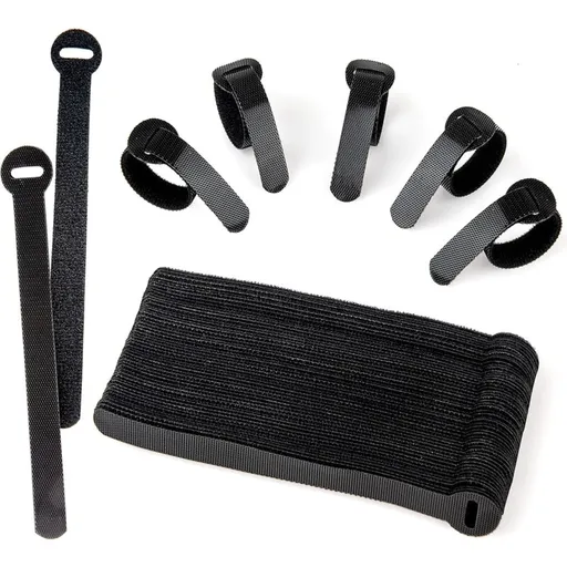 60 Pack Black Reusable Cable Ties Adjustable Hook And Loop Cable Management For Pc Cable Organizer Tv Office