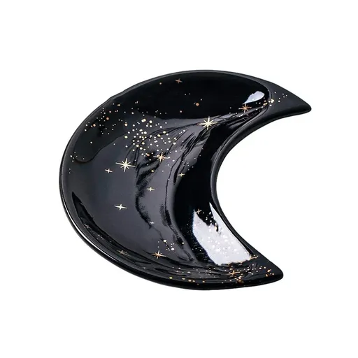 Moon Shaped Decorative Plate Fruit Tray Jewelry Storage Rack Dip Saucer for Home - 04
