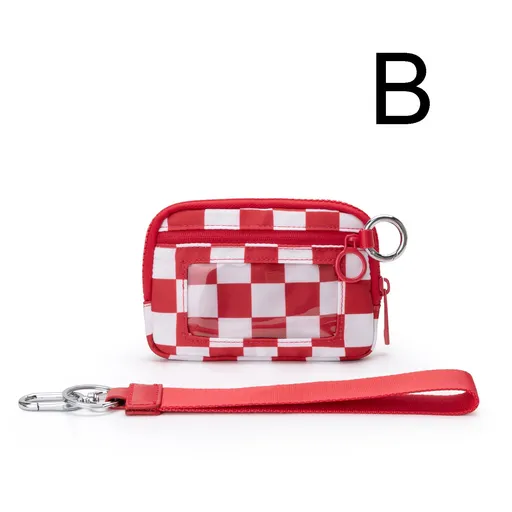 Waterproof Oxford Wristlet Wallet Card Holder with Detachable Wrist Strap, Multi-Pocket Zipper Pouch for Cards, Cash, Keys and Earphones, Ideal for Running, Fitness and Travel (B)