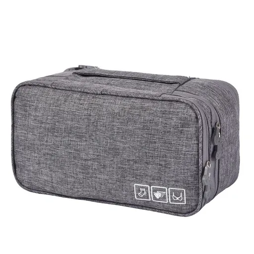 Travel Underwear Organizer Positive Ion Oxford Fabric Large Capacity Travel Bra Organizer for Underwear Women Travel Grey