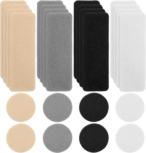 24pcs Shoe Patches for Holes, Rectangular Round Form Patches for Shoes in 4 Colors Tennis Shoe Repair Patches Self Adhesive Shoe Prevention Toe Heel Hole Repair Patch Kit for Sneakers Mesh Shoes