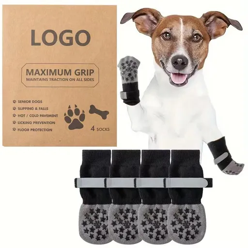 Dog Shoes Non Slip Indoor Outdoor Cotton Black star - double-sided adhesive dot [premium storage bag] Xl super large 8.6*20cm [recommended 20-30kg] [pack of four]