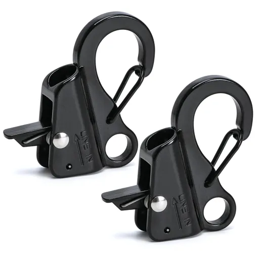 Sliding Rope Hook for Boating, Camping, Fishing & Outdoor Activities, 2Pack (Black)