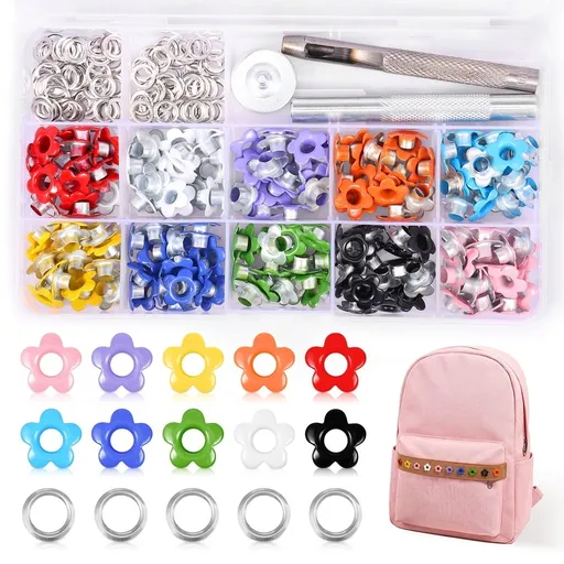 403Pcs Metal Eyelets Kit 3/16 Inch Inner Diameter Eyelet Grommet Set with Installation Tools Storage Box for Fabric Bag Shoe Leather Craft Decoration